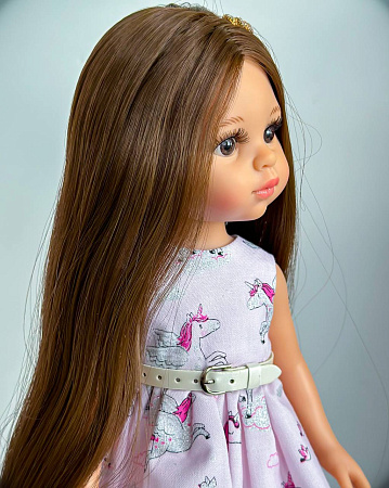 Платье на куклу Paola Reina 33 см, с единорожками, +ПОЯСОК